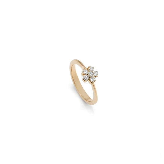 Anillo de pequeño centro luminoso. Las garras visibles recortan el contorno del motivo superior.