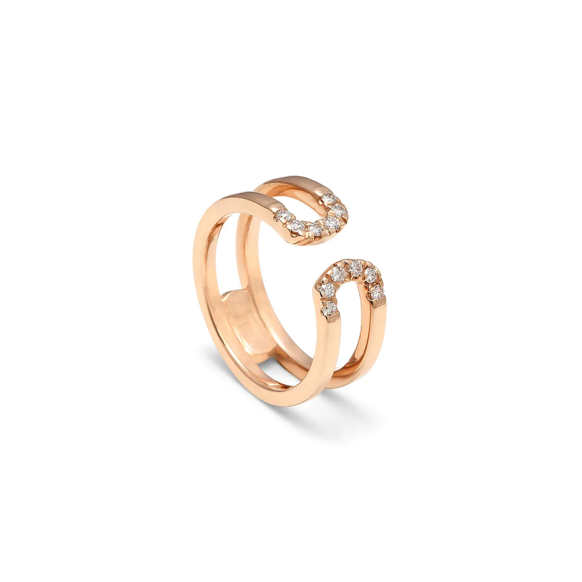 Anillo abierto de curvas luminosas. El aro se desdobla para dibujar los extremos curvos.