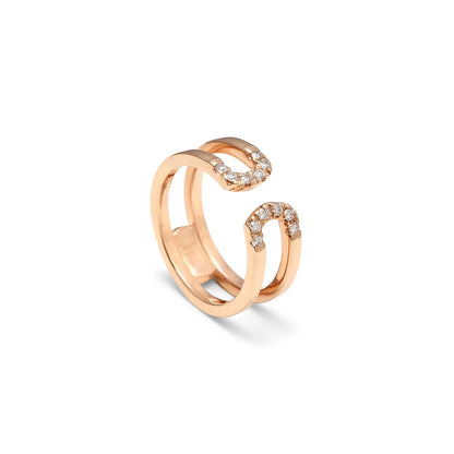 Anillo abierto de curvas luminosas. El aro se desdobla para dibujar los extremos curvos.