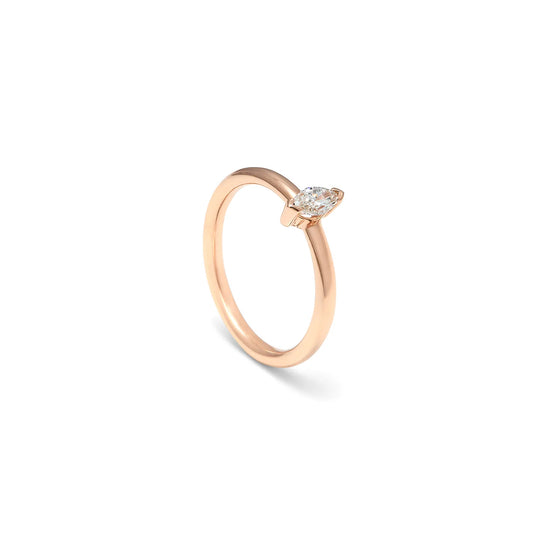 Anillo de centro alargado y aro liso. El centro luminoso se orienta de forma transversal sobre la banda.