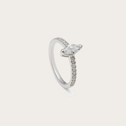 Anillo de centro alargado y aro de luz. Las garras visibles delimitan la silueta puntiaguda del motivo central.