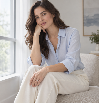 Solitario de brillante y aro fino V-3602/SL — plano abierto con modelo