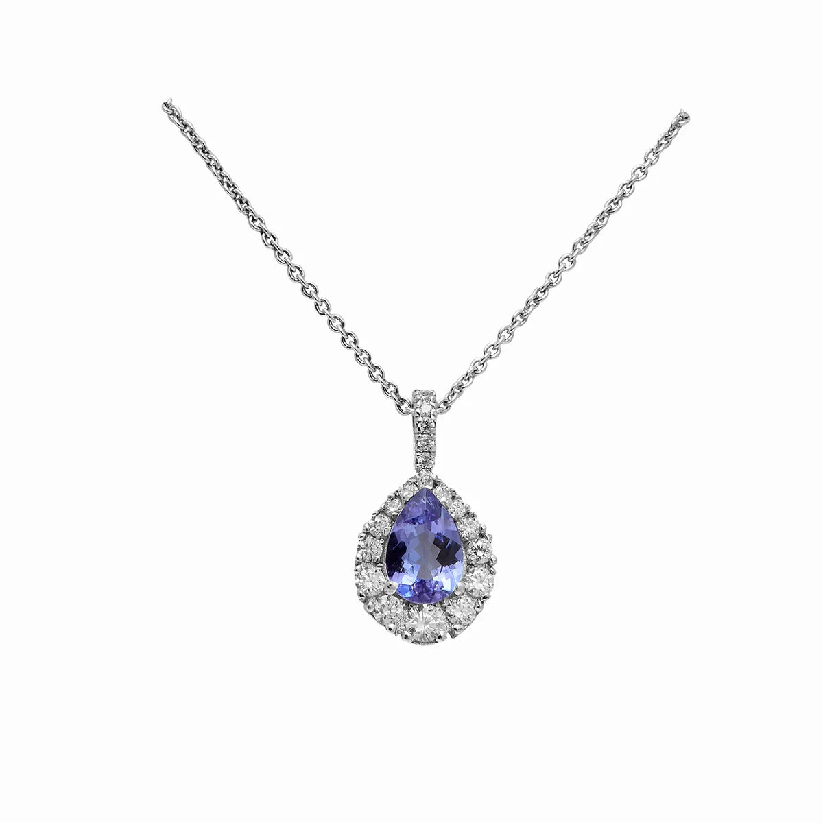 Colgante de lágrima azul y halo. Vista adicional del motivo, referencia V-2687/CL.