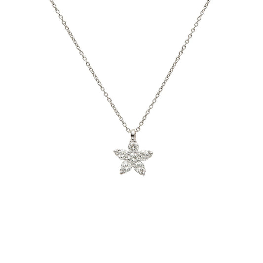 Colgante de estrella luminosa. Las piedras incoloras recorren las puntas del motivo.
